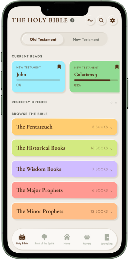 The Holy Bible tab with current reads and books