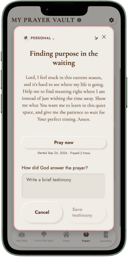 Adding a testimony to an answered prayer